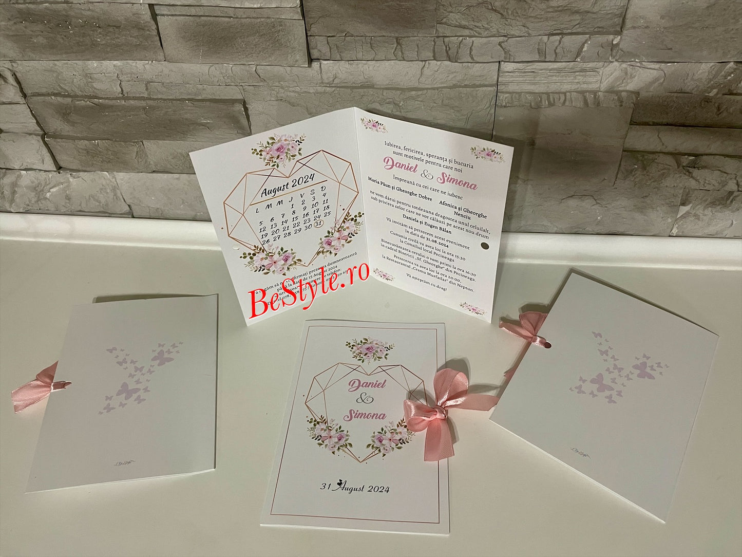 Invitatie nunta BSIN070 cu fundita